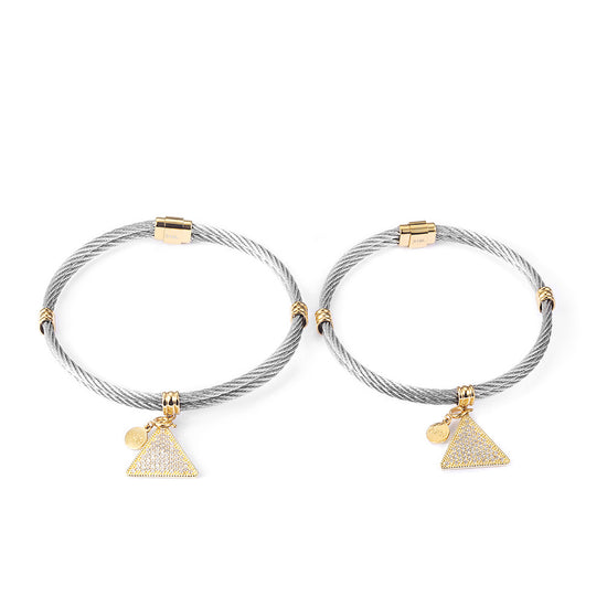 Cable triangle pendant bracelet-NSB1708STL