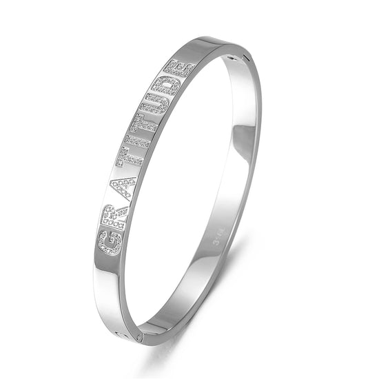 Circular letter carved bracelet-NSB1718ST