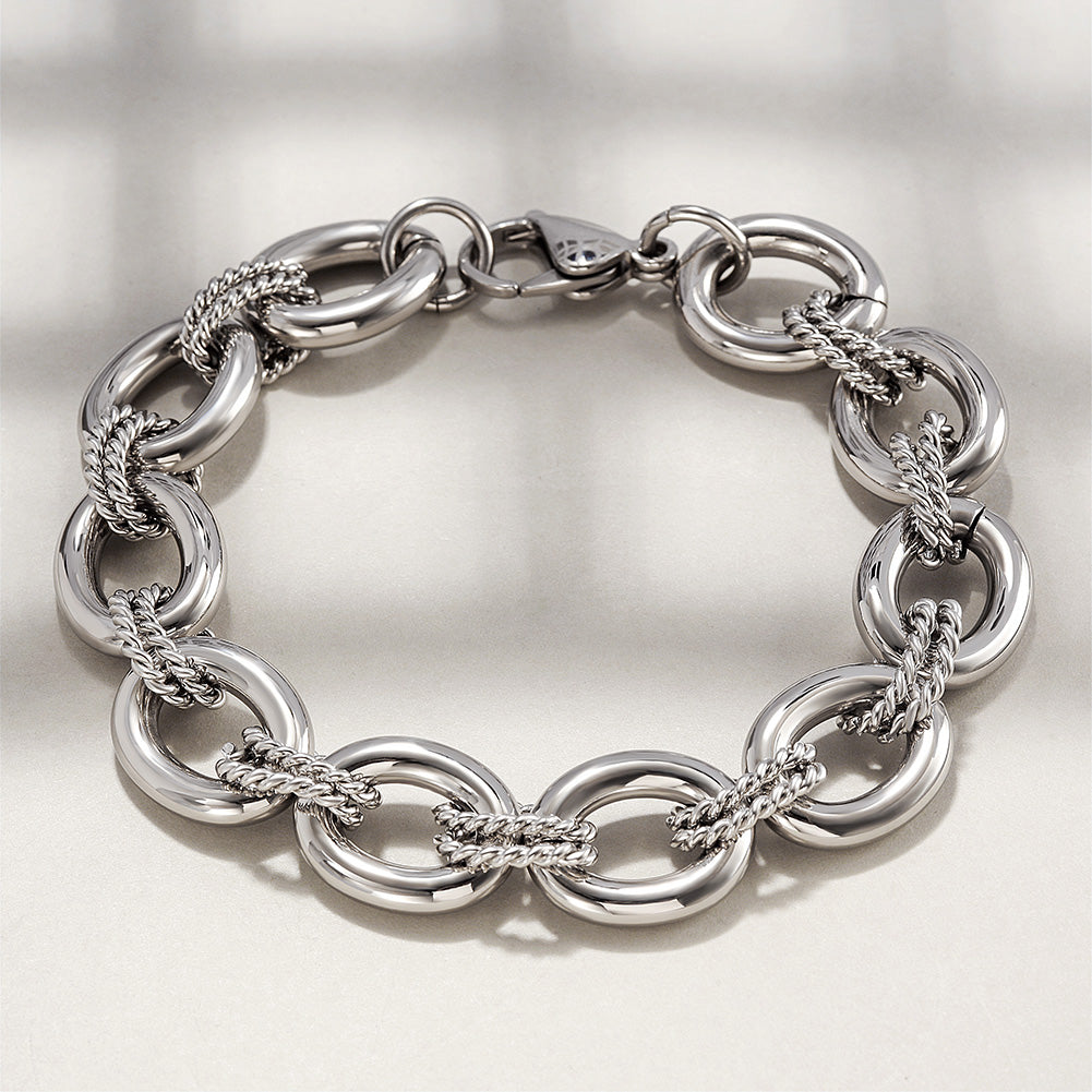 Silver interlocking bracelet-NSB1746STWG