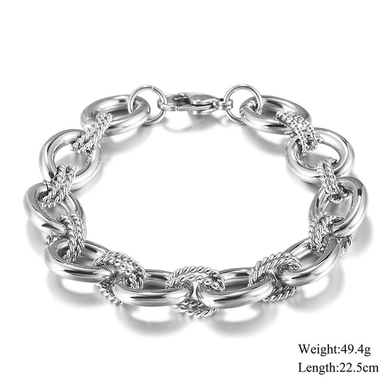 Silver interlocking bracelet-NSB1746STWG