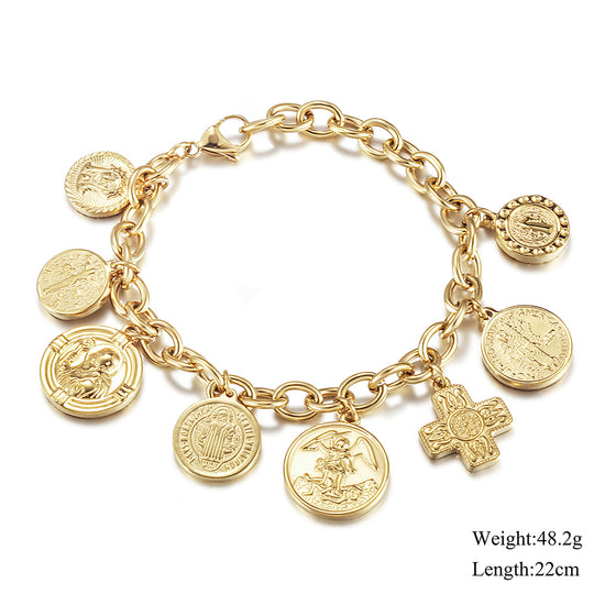 Golden buckle pendant bracelet-NSB1749STGC