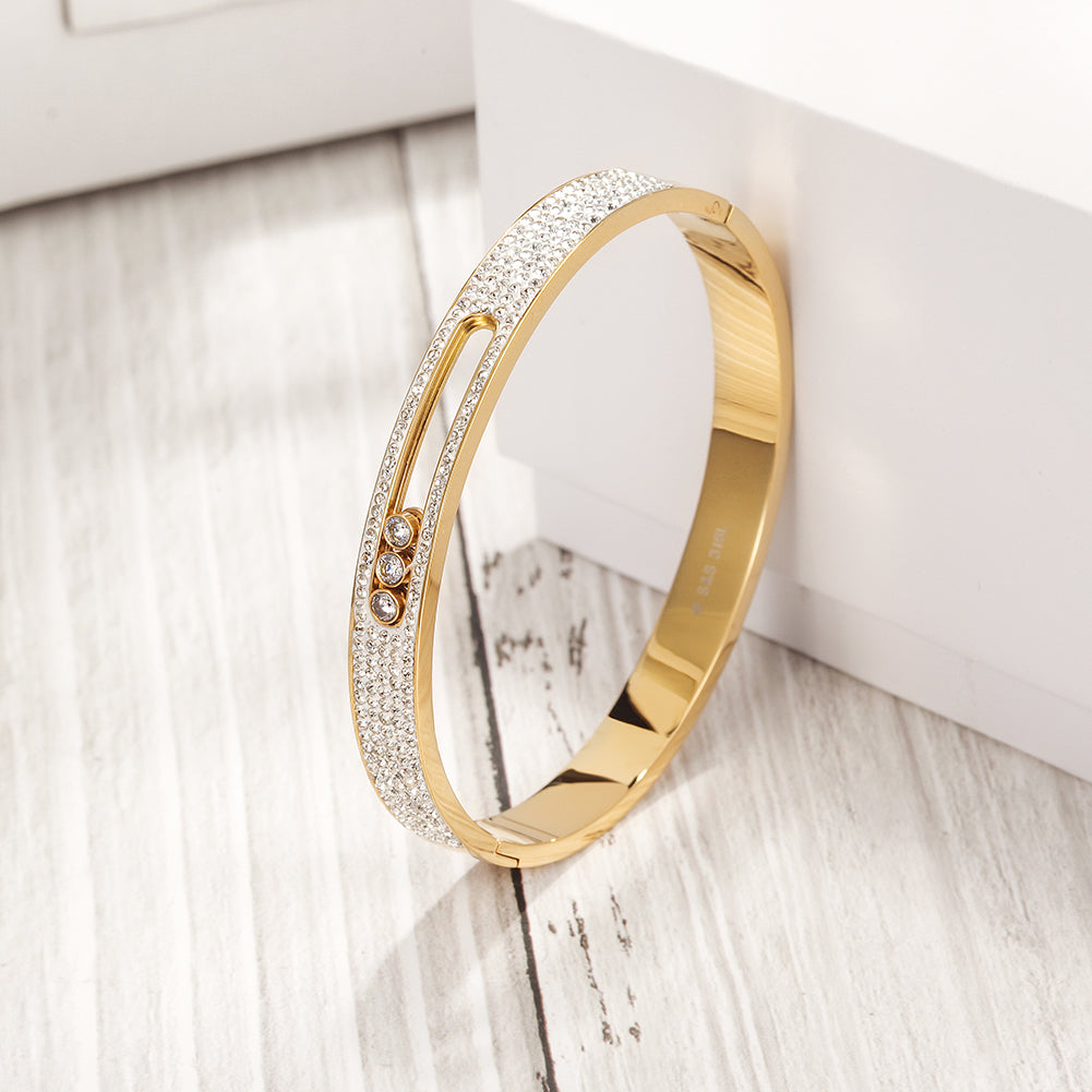 Circular zircon hollow bracelet-NSB1769ST