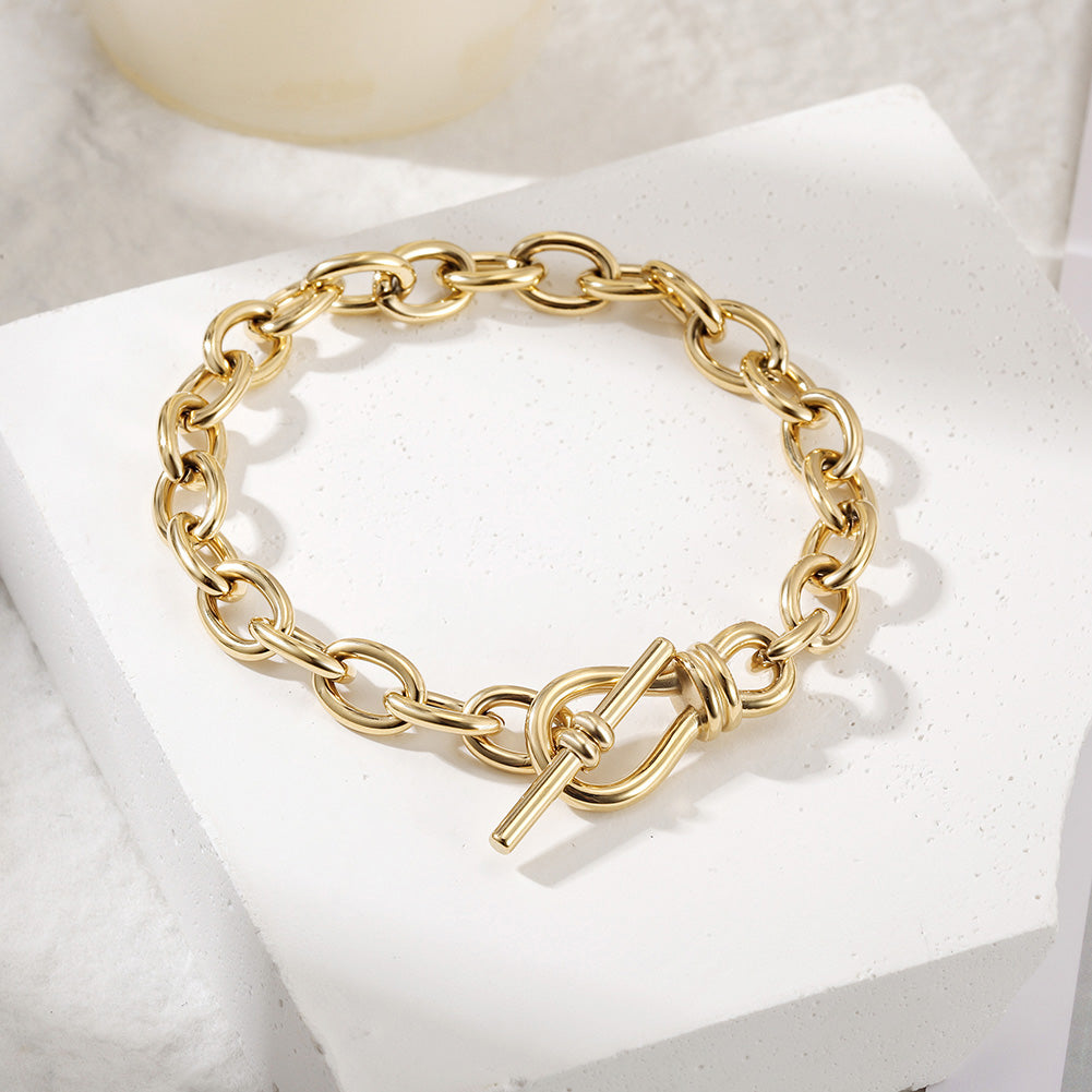 Stainless steel ring interlocking bracelet-NSB1783STGC