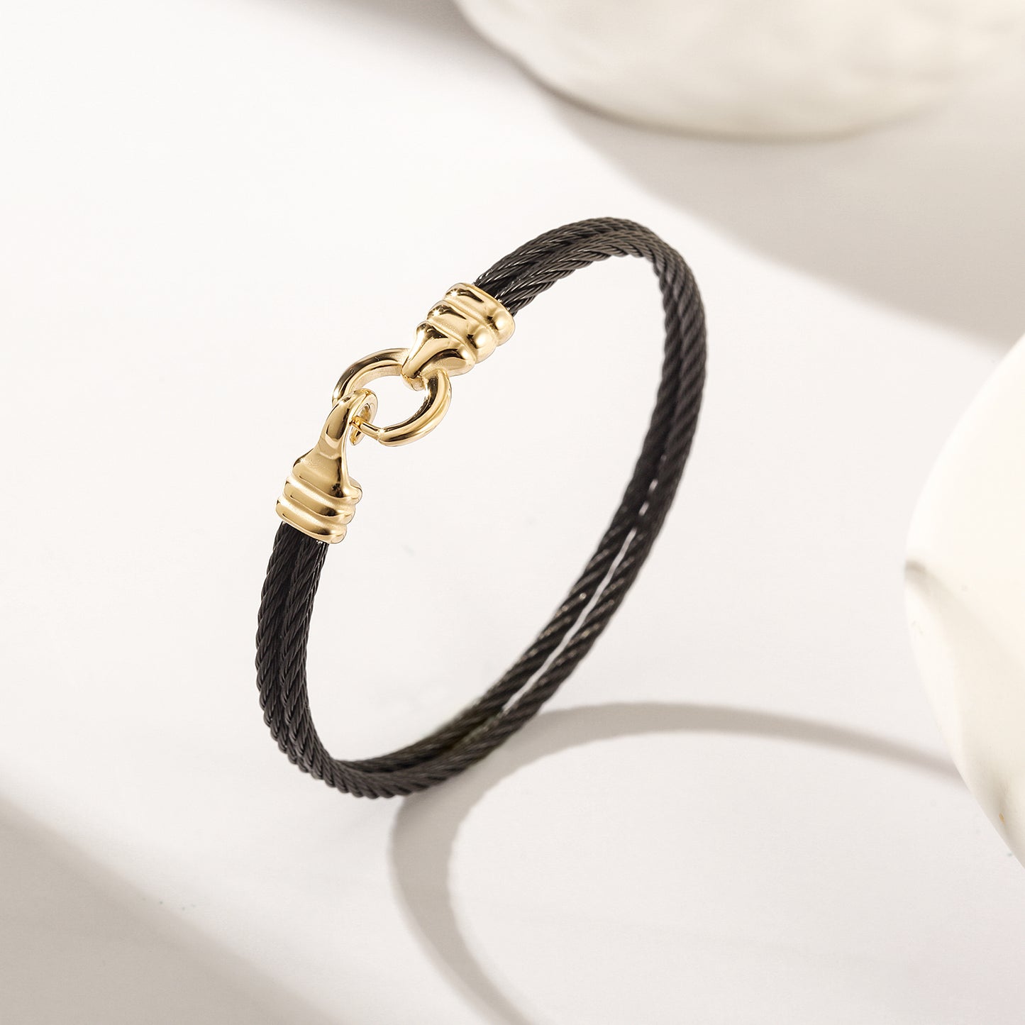 Double layer cable bracelet-NSB1806STSCGC