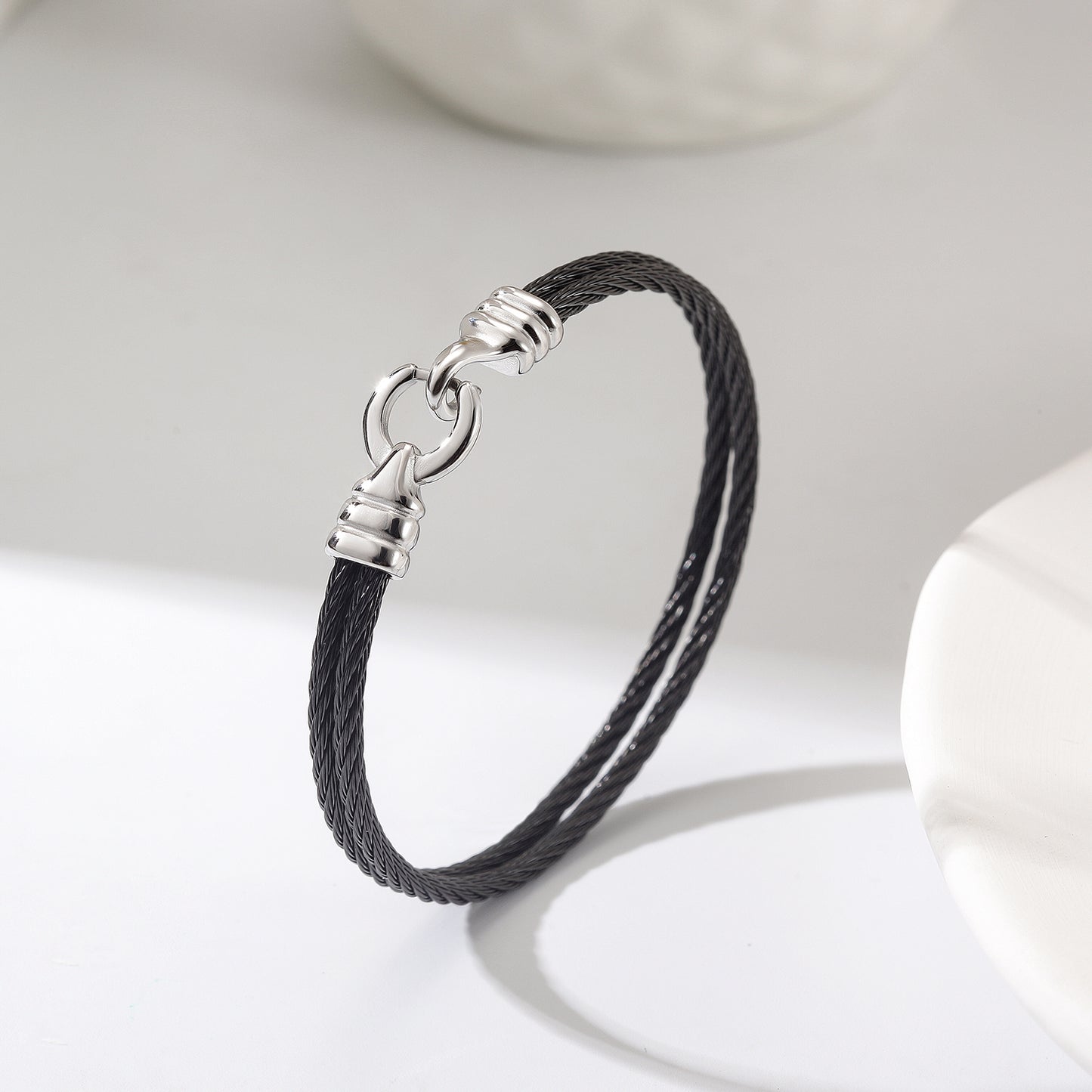 Double layer cable bracelet-NSB1806STSCWG