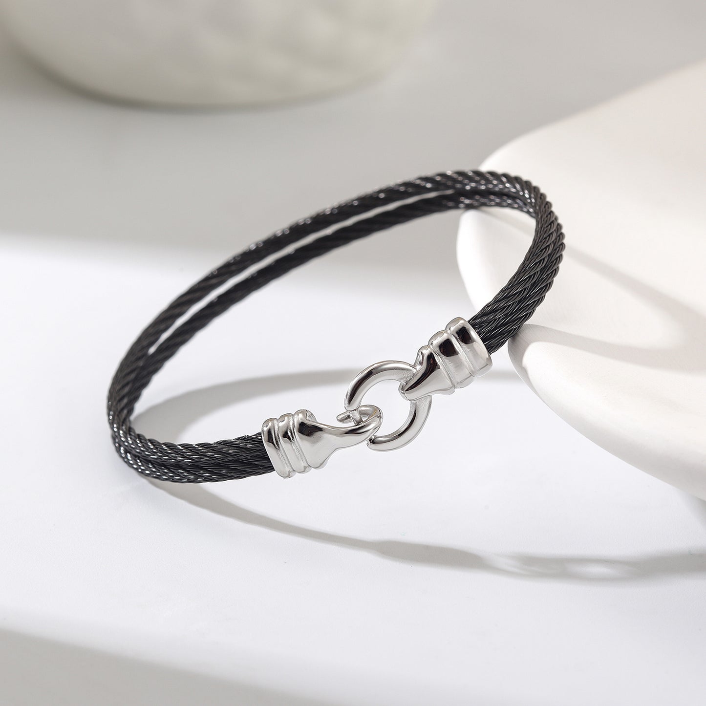 Double layer cable bracelet-NSB1806STSCWG