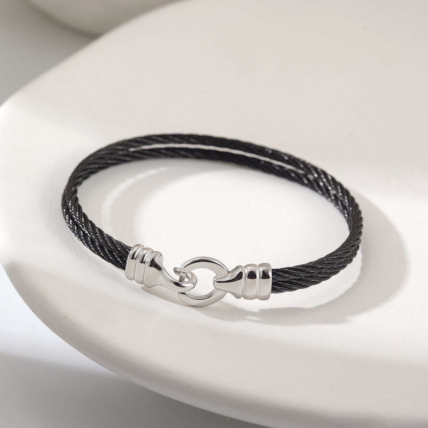 Double layer cable bracelet-NSB1806STSCWG