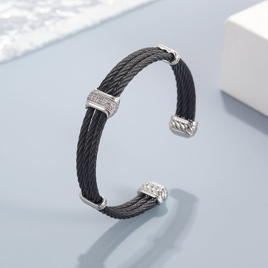 Three layer cable bracelet-NSB1808STSCZD