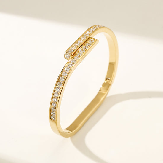 Gold stainless steel zircon bracelet-NSB1890STGCZD