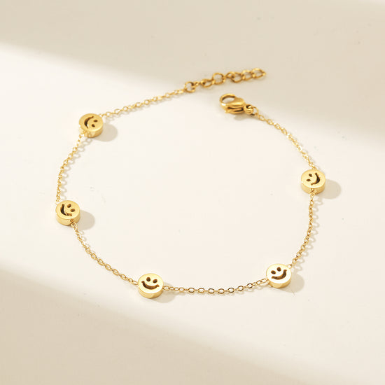 Chain smiley face bracelet-NSB1896STGC