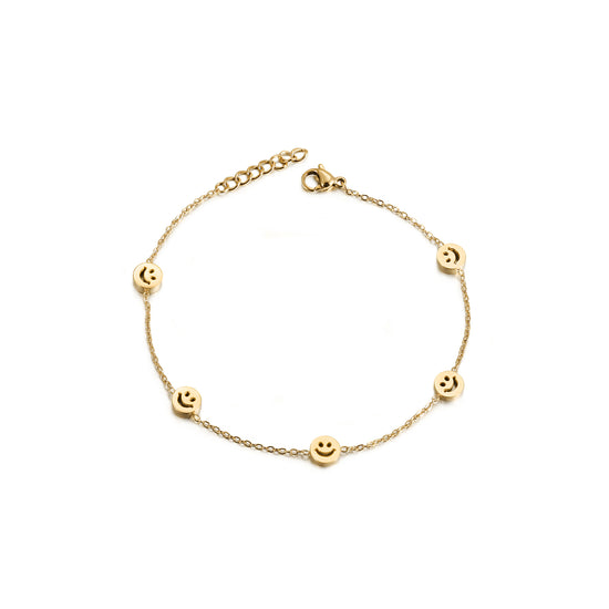 Chain smiley face bracelet-NSB1896STGC