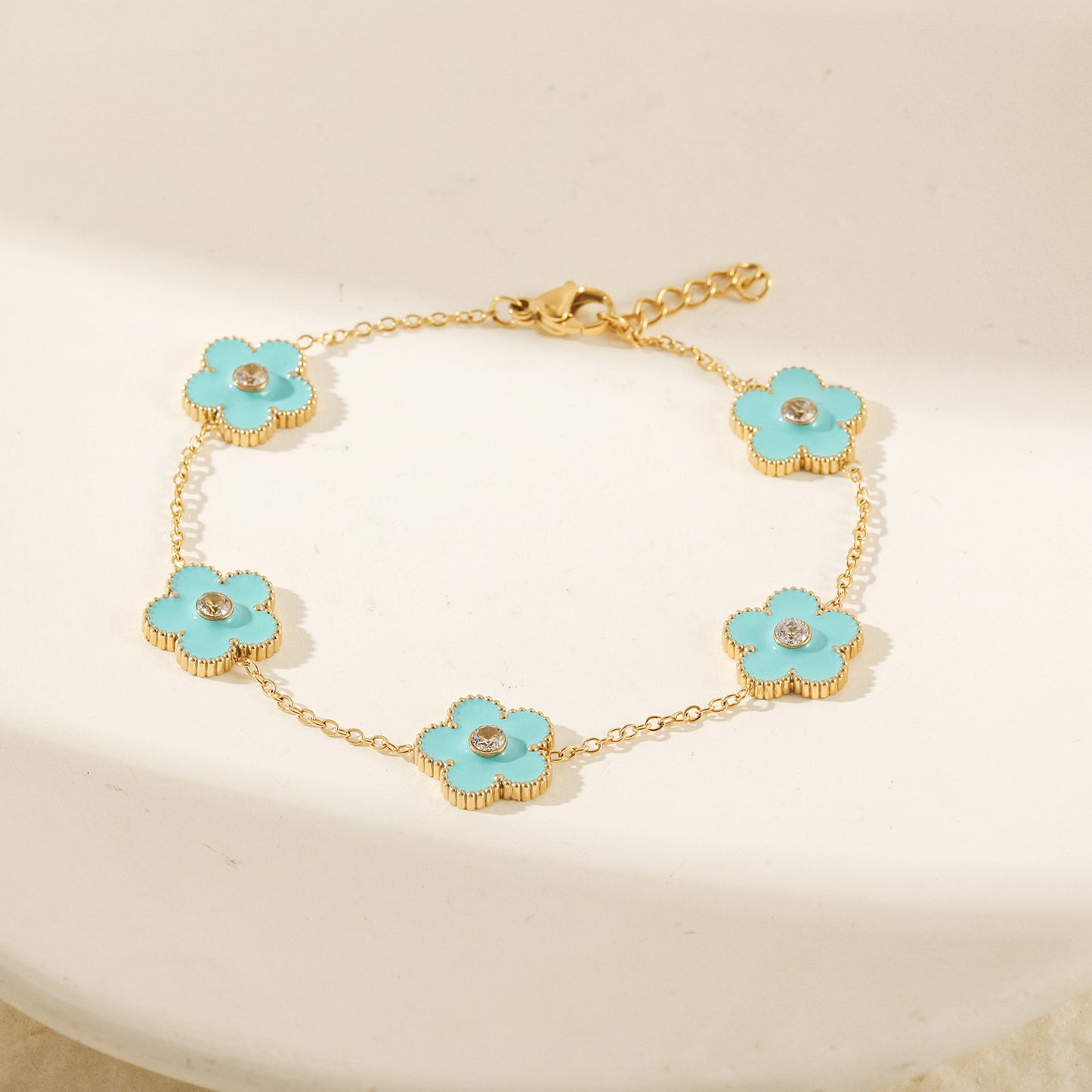 Chain Blue Flower Bracelet-NSB1898STGCBU