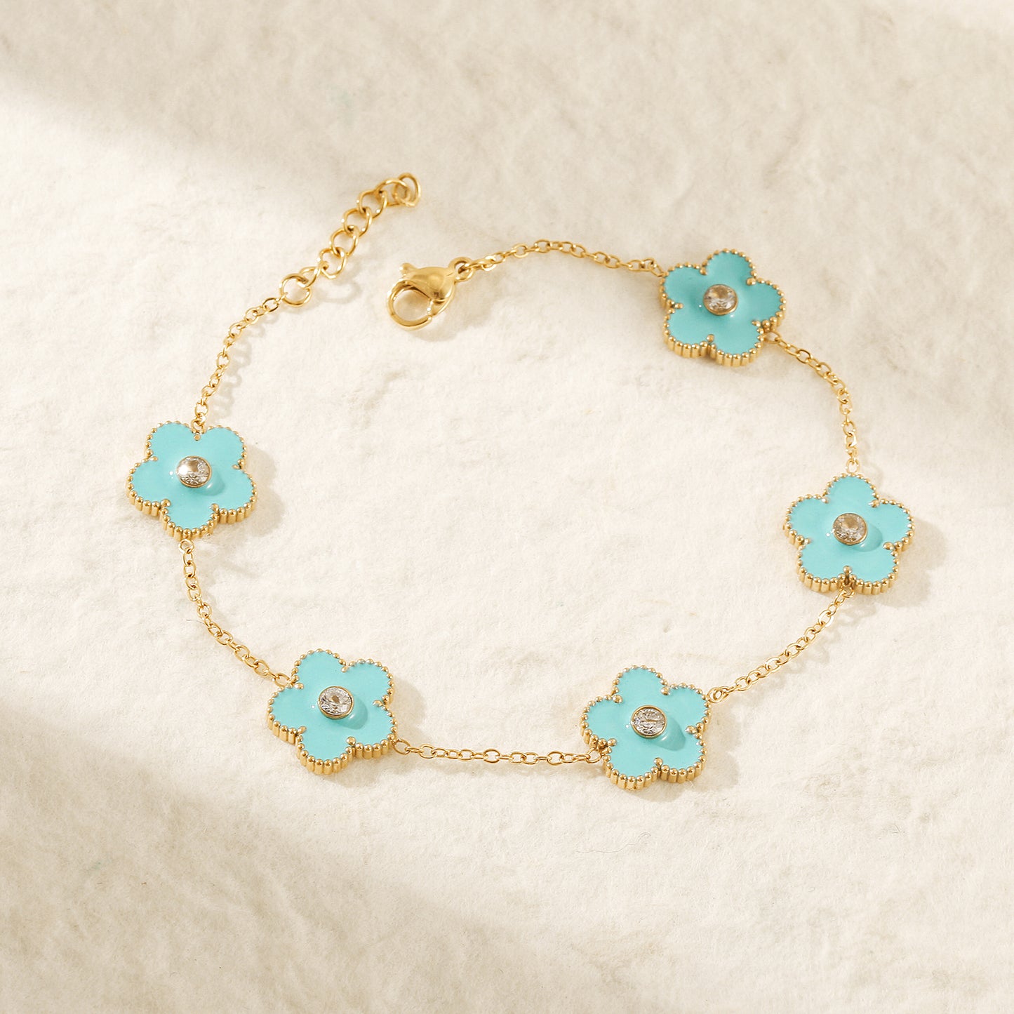 Chain Blue Flower Bracelet-NSB1898STGCBU