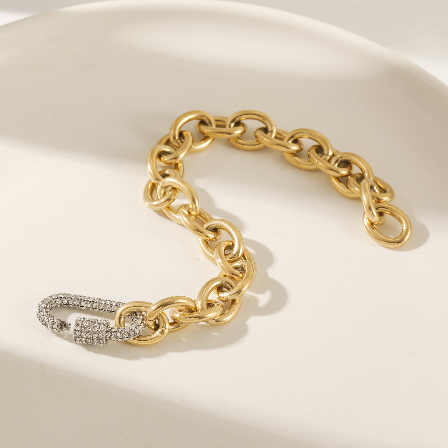 Golden Chain Bracelet-NSB1909STGCWG-8