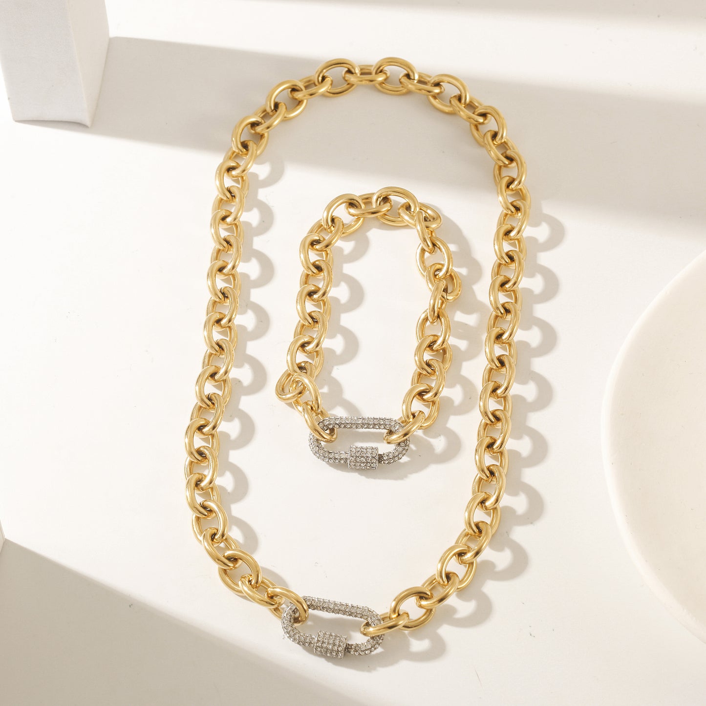 Golden Chain Bracelet-NSB1909STGCWG-8