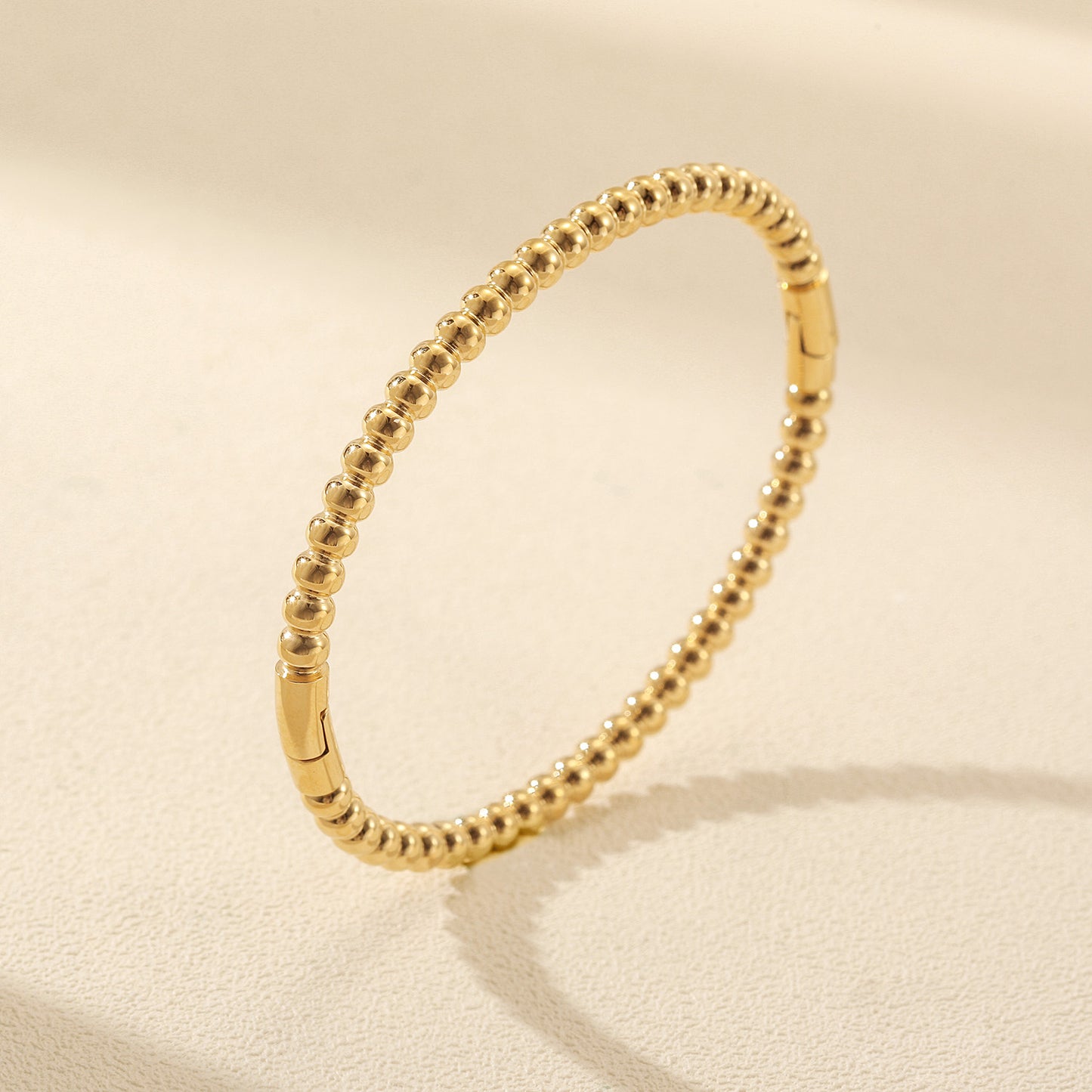 Golden round bead bracelet-NSB1913STGC