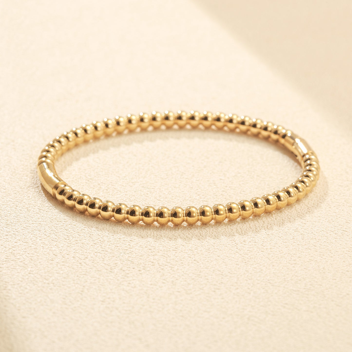 Golden round bead bracelet-NSB1913STGC