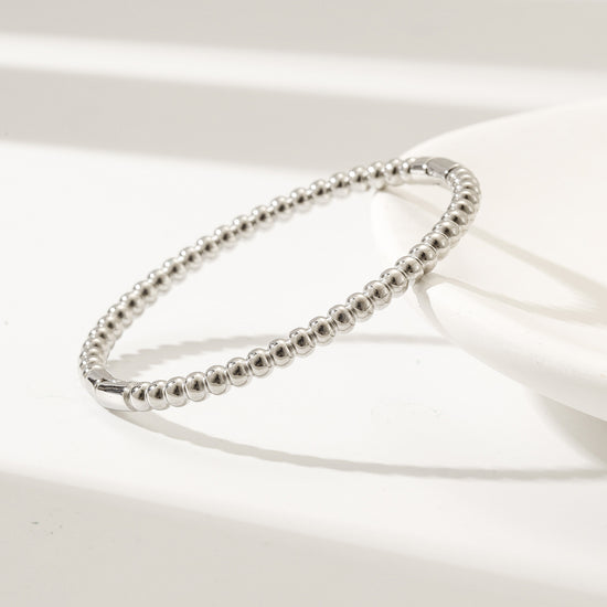 Silver round bead bracelet-NSB1913STWG