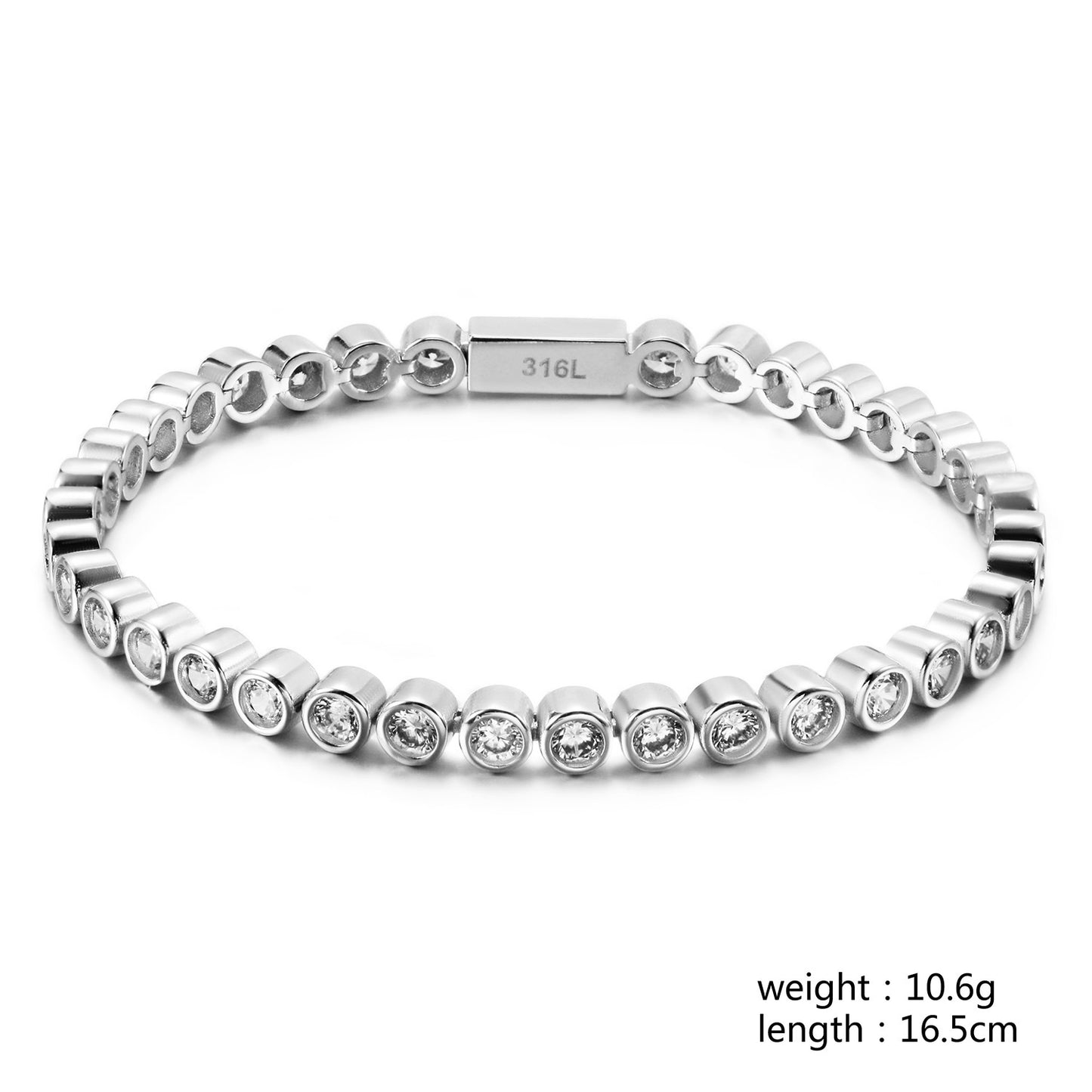 Circle full diamond bracelet-NSB1925STWG-6.5