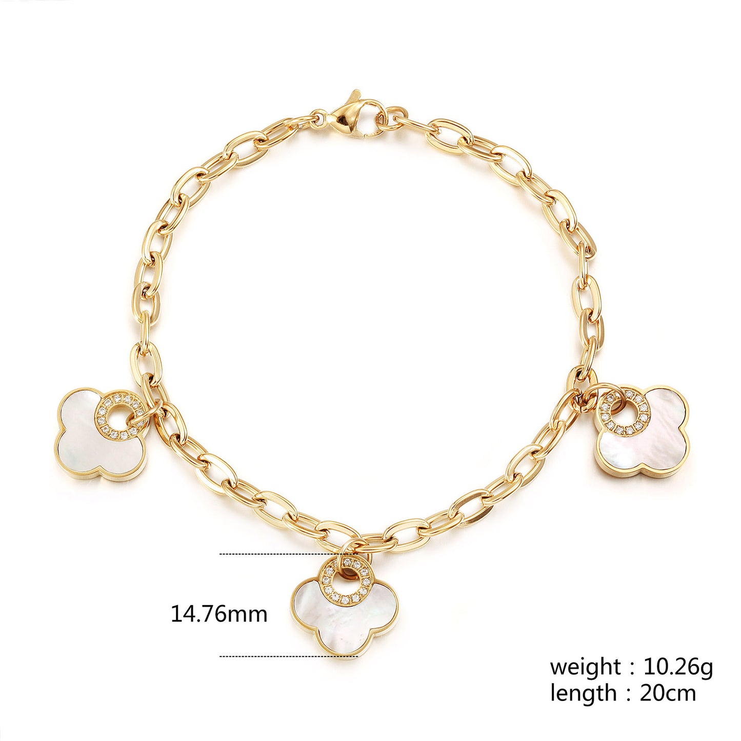 Golden Chain White Flower Bracelet-NSB1931STGCWT