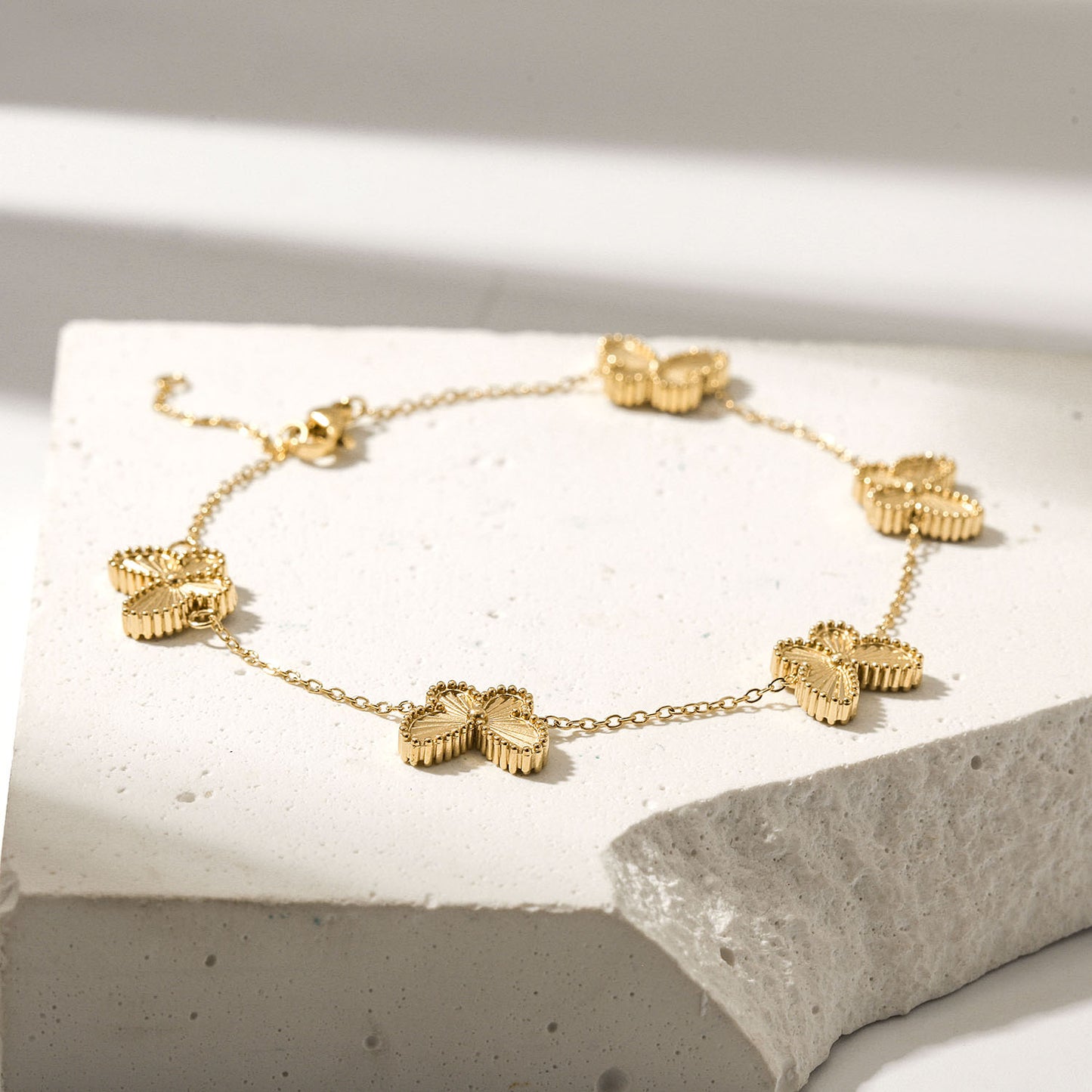 Vintage Gold Butterfly Charm Bracelet