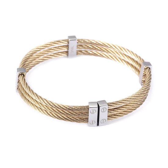 Three layer cable bracelet-NSB778ST