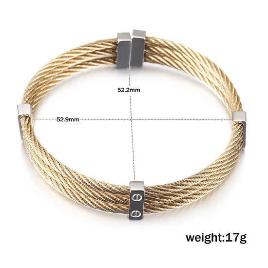 Three layer cable bracelet-NSB778ST