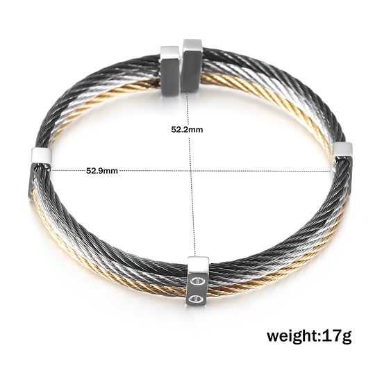 Three layer cable bracelet-NSB778ST