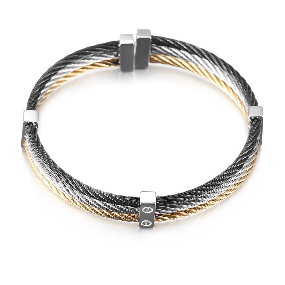 Three layer cable bracelet-NSB778ST