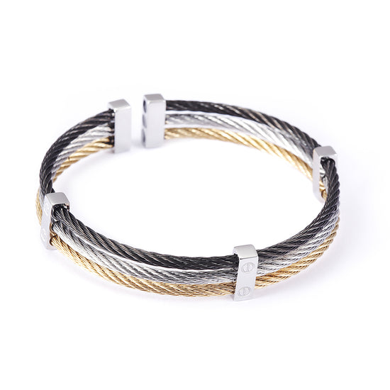 Three layer cable bracelet-NSB778ST