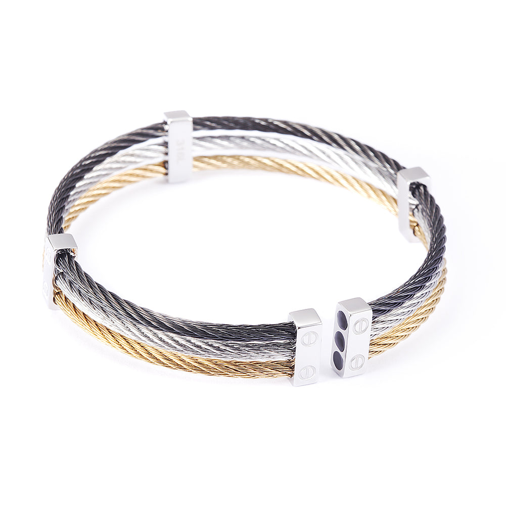 Three layer cable bracelet-NSB778ST