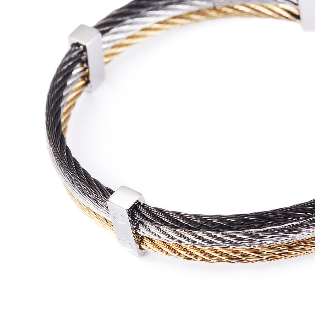 Three layer cable bracelet-NSB778ST