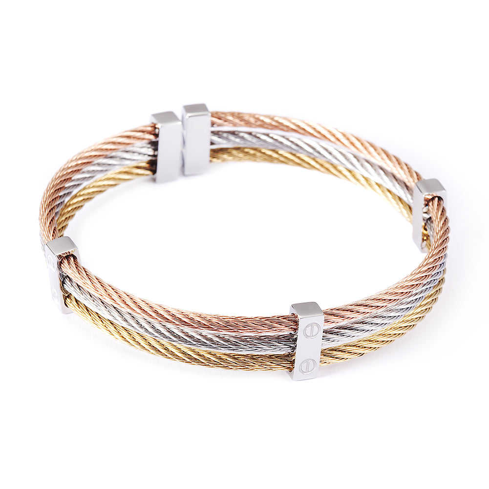 Three layer cable bracelet-NSB778ST