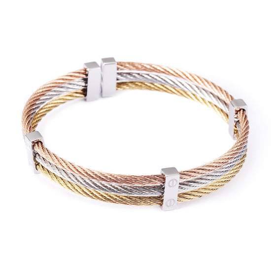 Three layer cable bracelet-NSB778ST