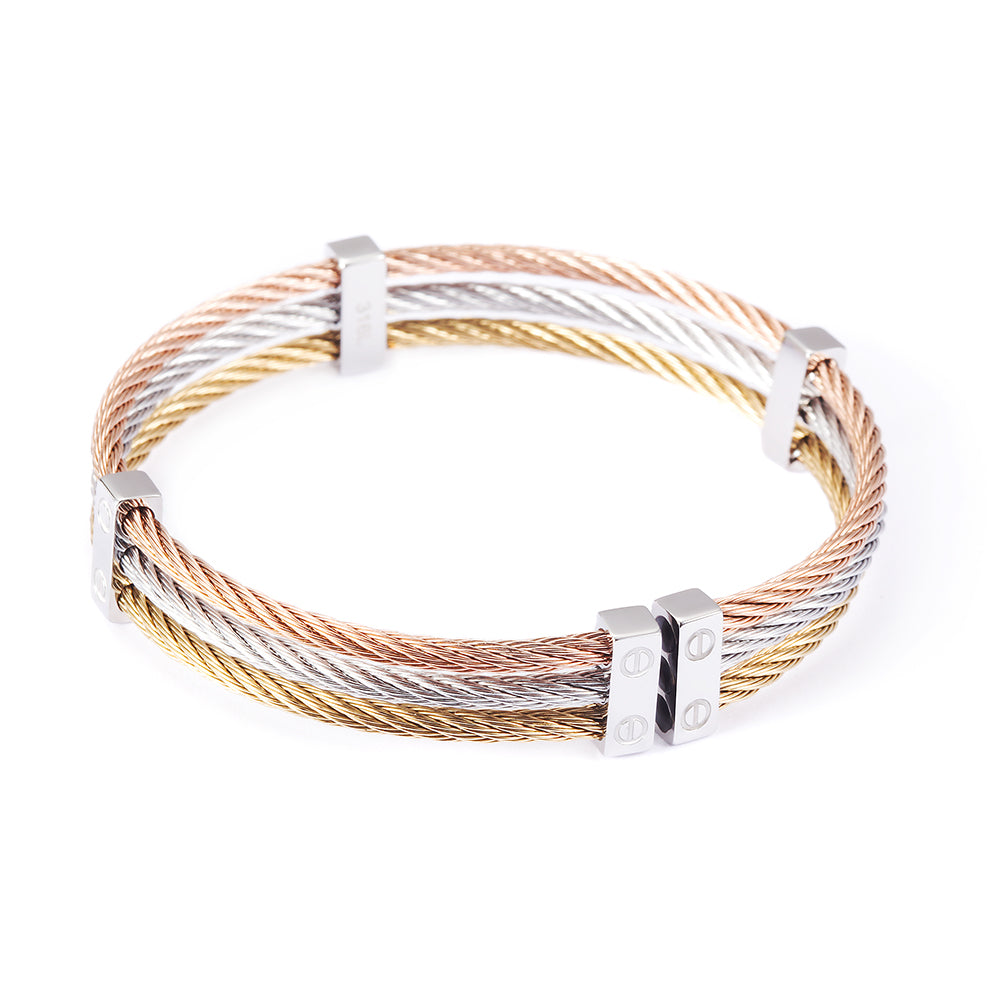 Three layer cable bracelet-NSB778ST