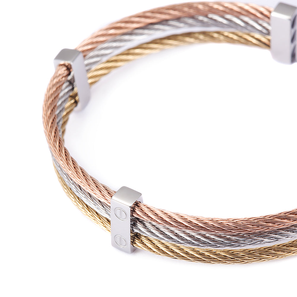 Three layer cable bracelet-NSB778ST