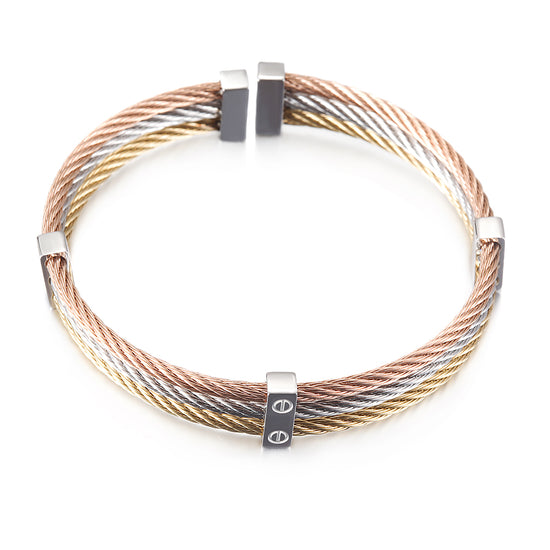 Three layer cable bracelet-NSB778ST