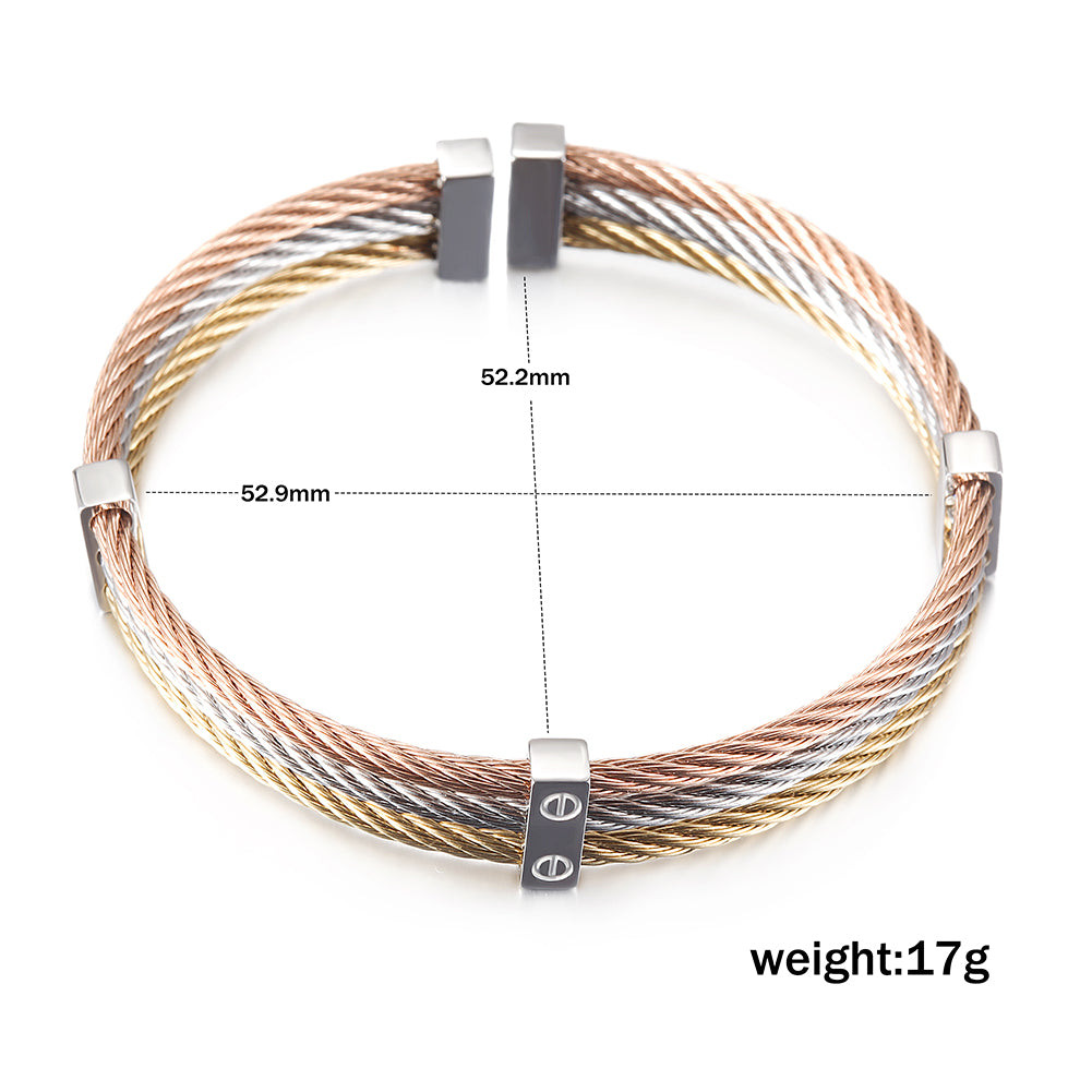 Three layer cable bracelet-NSB778ST