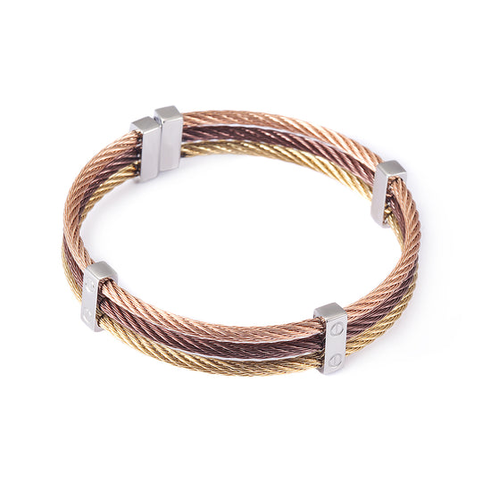 Three layer cable bracelet-NSB778ST