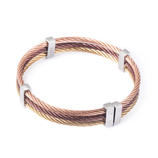 Three layer cable bracelet-NSB778ST