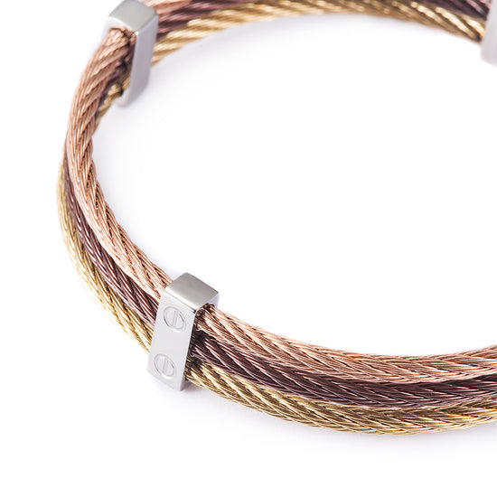 Three layer cable bracelet-NSB778ST