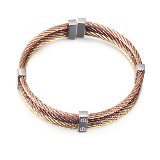 Three layer cable bracelet-NSB778ST