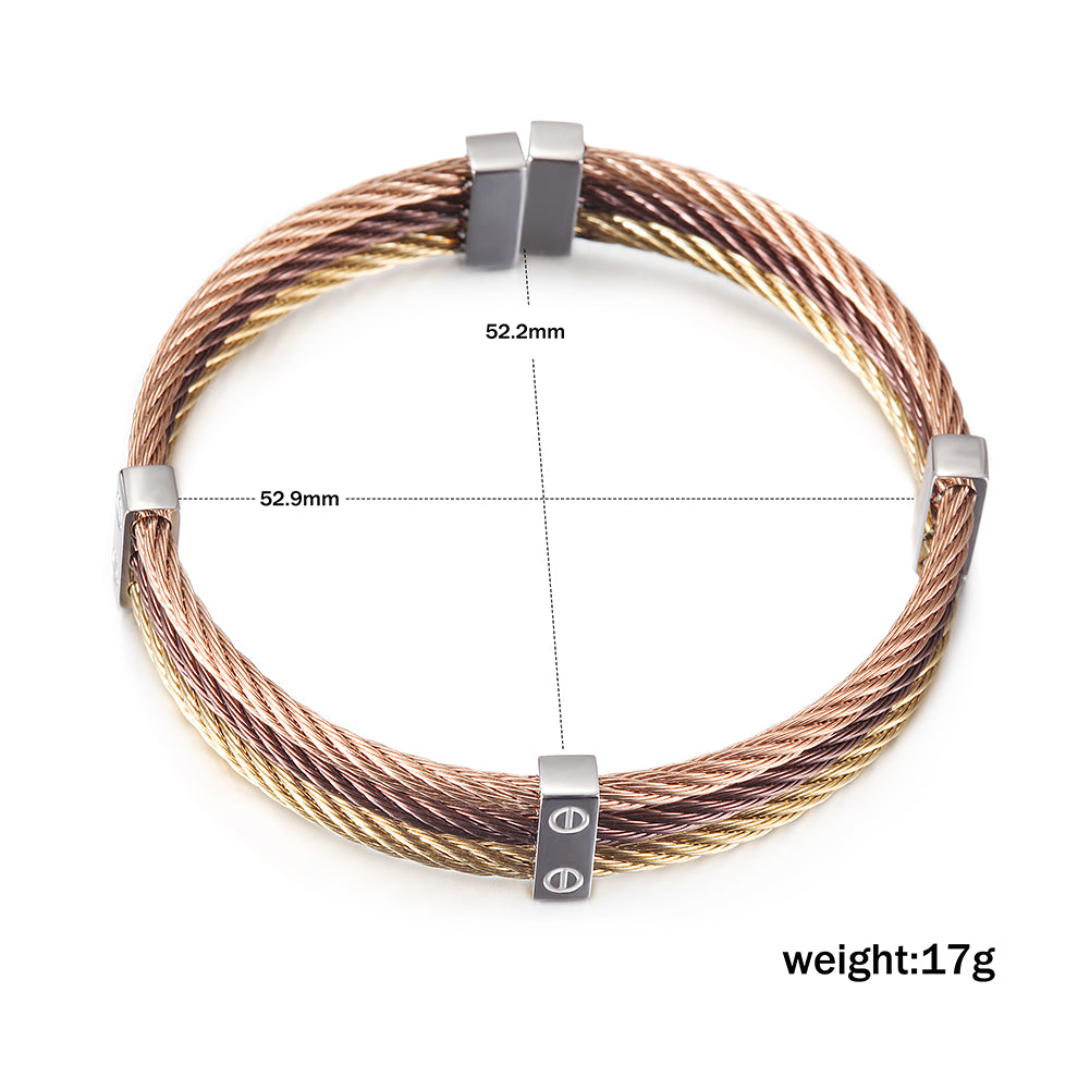 Three layer cable bracelet-NSB778ST