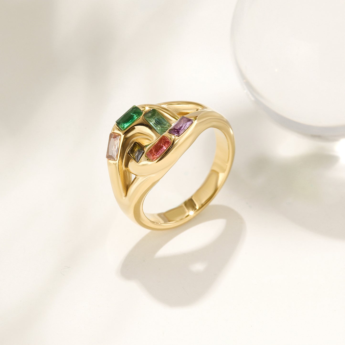 Colored gemstone ring-NSR177STGCZD