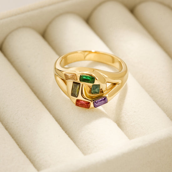 Colored gemstone ring-NSR177STGCZD