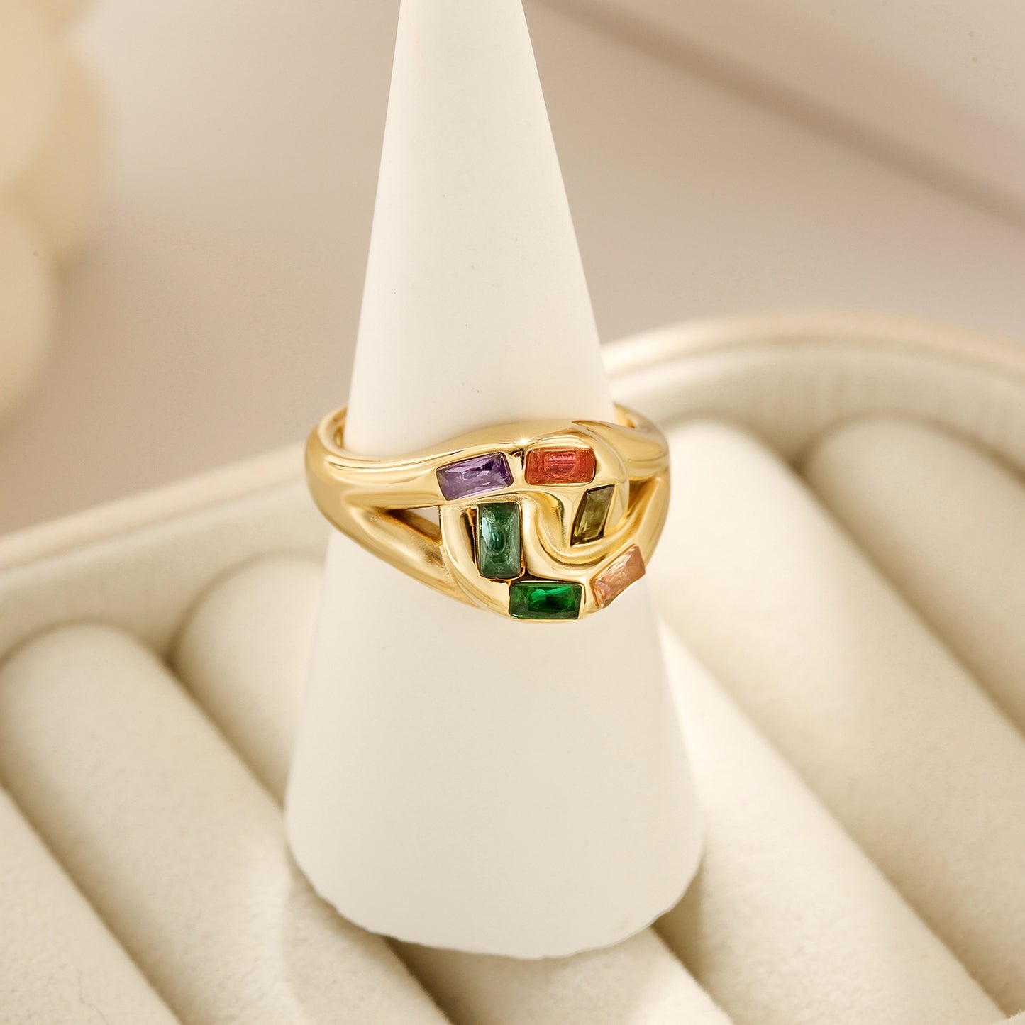 Colored gemstone ring-NSR177STGCZD