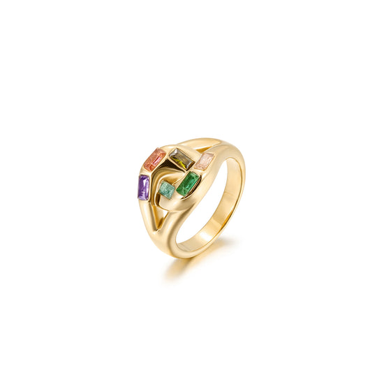 Colored gemstone ring-NSR177STGCZD