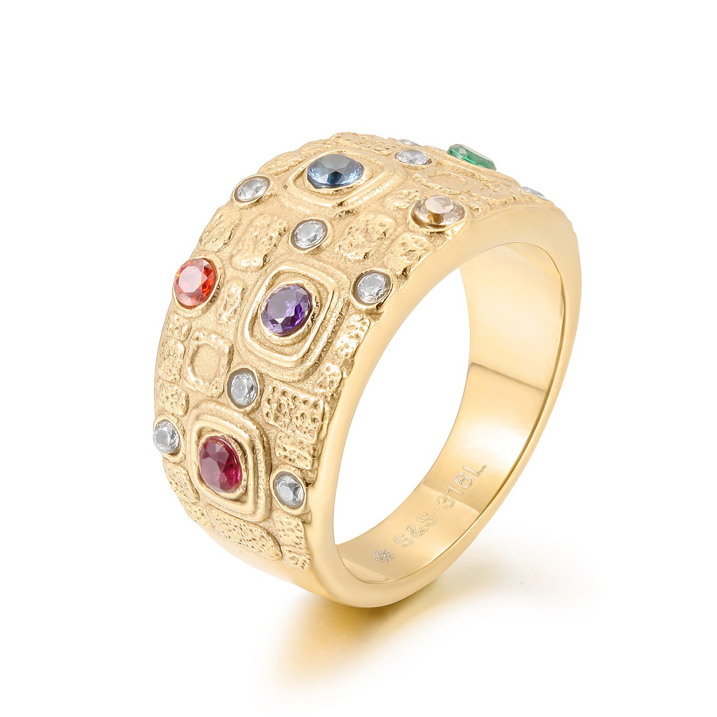 Colorful gemstone creative ring-NSR184STGCZD