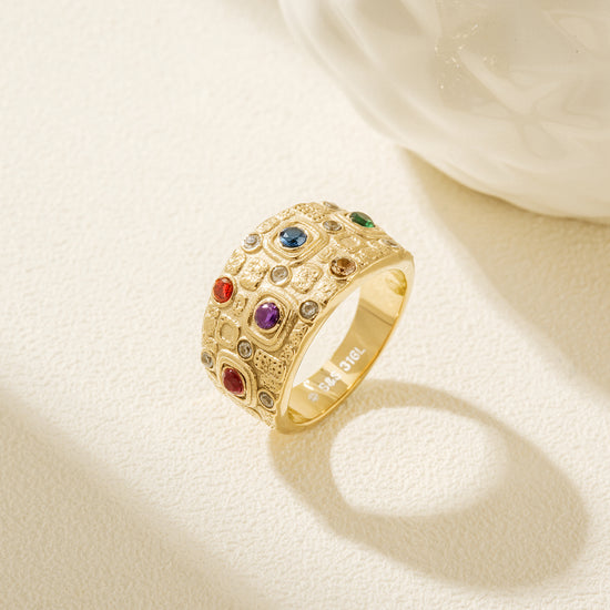 Colorful gemstone creative ring-NSR184STGCZD