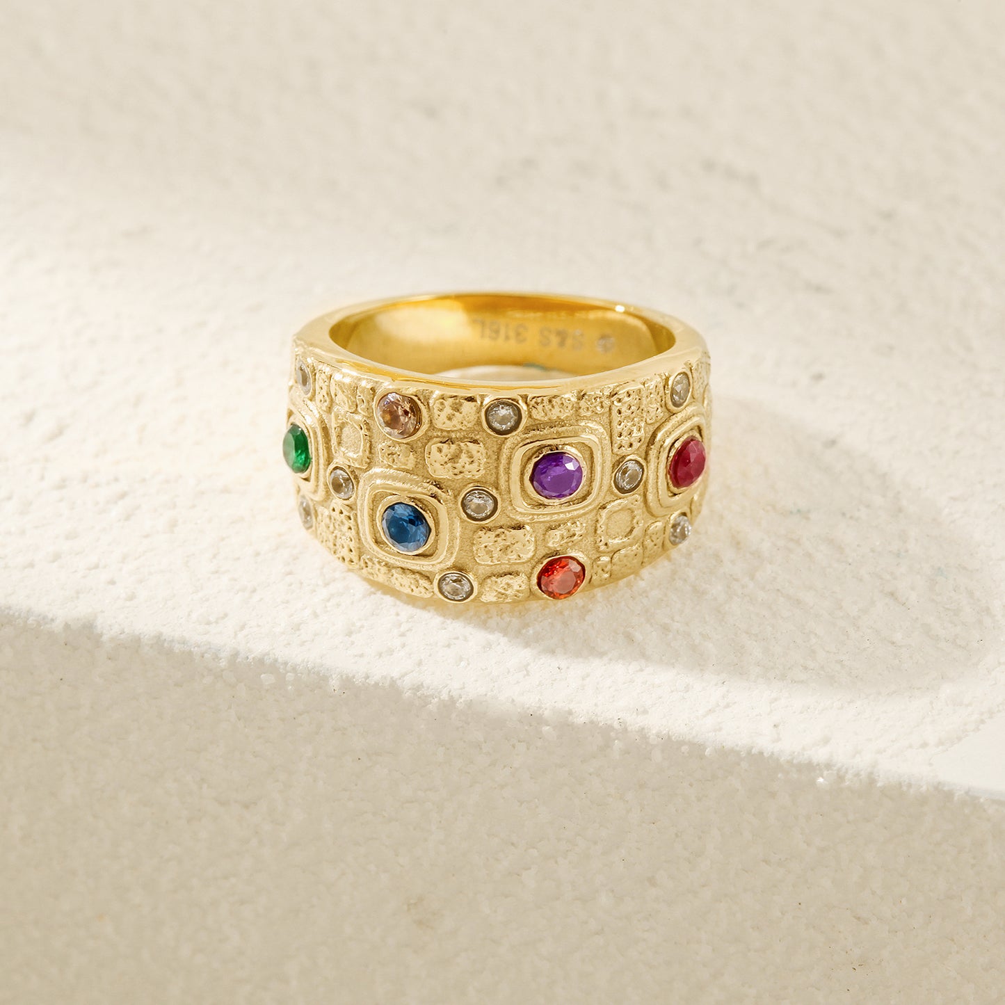 Colorful gemstone creative ring-NSR184STGCZD